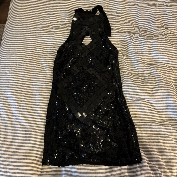 Arden B. Silk and sequin black mini dress - Picture 2 of 9